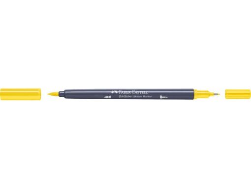 Sketchmarker op alcoholbasis. Marker is voorzien van twee punten: een zachte, flexibele penseelpunt voor grote vlakken en variabele lijndiktes en een finelinerpunt met metalen behuizing (0,6mm) voor contouren en details. Inkt is veegvast, waterbestendig en droogt snel. Hoge dekking door herhaaldelijk aanbrengen van de kleuren en streeploos te blenden. De doppen en de houder zijn gemaakt van 100% gerecycled materiaal en kunnen kleurvariaties vertonen door de productie. Kleur 107 cadmium yellow.