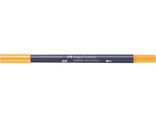 Sketchmarker op alcoholbasis. Marker is voorzien van twee punten: een zachte, flexibele penseelpunt voor grote vlakken en variabele lijndiktes en een finelinerpunt met metalen behuizing (0,6mm) voor contouren en details. Inkt is veegvast, waterbestendig en droogt snel. Hoge dekking door herhaaldelijk aanbrengen van de kleuren en streeploos te blenden. De doppen en de houder zijn gemaakt van 100% gerecycled materiaal en kunnen kleurvariaties vertonen door de productie. Kleur 109 dark chrome yellow.