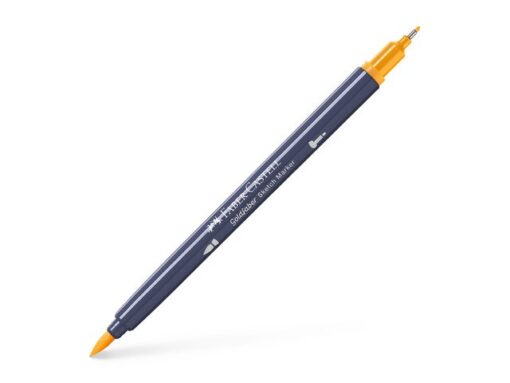 Sketchmarker op alcoholbasis. Marker is voorzien van twee punten: een zachte, flexibele penseelpunt voor grote vlakken en variabele lijndiktes en een finelinerpunt met metalen behuizing (0,6mm) voor contouren en details. Inkt is veegvast, waterbestendig en droogt snel. Hoge dekking door herhaaldelijk aanbrengen van de kleuren en streeploos te blenden. De doppen en de houder zijn gemaakt van 100% gerecycled materiaal en kunnen kleurvariaties vertonen door de productie. Kleur 109 dark chrome yellow.