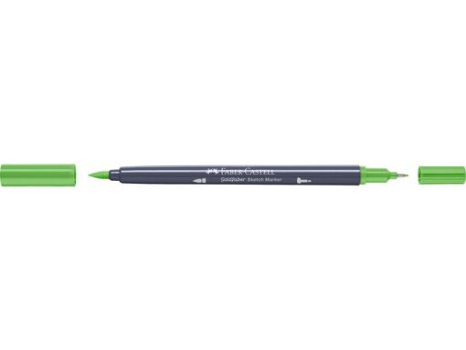 Sketchmarker op alcoholbasis. Marker is voorzien van twee punten: een zachte, flexibele penseelpunt voor grote vlakken en variabele lijndiktes en een finelinerpunt met metalen behuizing (0,6mm) voor contouren en details. Inkt is veegvast, waterbestendig en droogt snel. Hoge dekking door herhaaldelijk aanbrengen van de kleuren en streeploos te blenden. De doppen en de houder zijn gemaakt van 100% gerecycled materiaal en kunnen kleurvariaties vertonen door de productie. Kleur 112 leaf green.