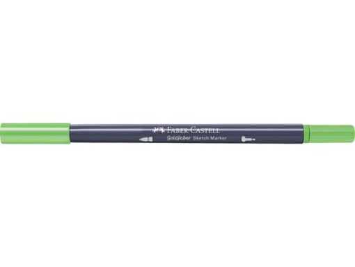Sketchmarker op alcoholbasis. Marker is voorzien van twee punten: een zachte, flexibele penseelpunt voor grote vlakken en variabele lijndiktes en een finelinerpunt met metalen behuizing (0,6mm) voor contouren en details. Inkt is veegvast, waterbestendig en droogt snel. Hoge dekking door herhaaldelijk aanbrengen van de kleuren en streeploos te blenden. De doppen en de houder zijn gemaakt van 100% gerecycled materiaal en kunnen kleurvariaties vertonen door de productie. Kleur 112 leaf green.