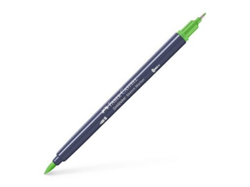 Sketchmarker op alcoholbasis. Marker is voorzien van twee punten: een zachte, flexibele penseelpunt voor grote vlakken en variabele lijndiktes en een finelinerpunt met metalen behuizing (0,6mm) voor contouren en details. Inkt is veegvast, waterbestendig en droogt snel. Hoge dekking door herhaaldelijk aanbrengen van de kleuren en streeploos te blenden. De doppen en de houder zijn gemaakt van 100% gerecycled materiaal en kunnen kleurvariaties vertonen door de productie. Kleur 112 leaf green.