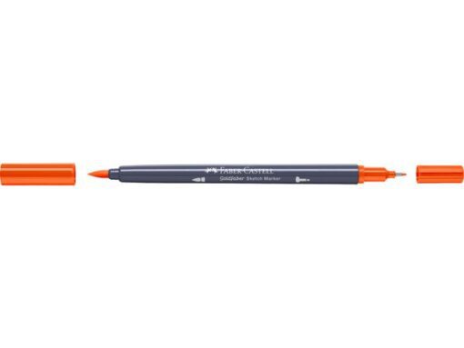 Sketchmarker op alcoholbasis. Marker is voorzien van twee punten: een zachte, flexibele penseelpunt voor grote vlakken en variabele lijndiktes en een finelinerpunt met metalen behuizing (0,6mm) voor contouren en details. Inkt is veegvast, waterbestendig en droogt snel. Hoge dekking door herhaaldelijk aanbrengen van de kleuren en streeploos te blenden. De doppen en de houder zijn gemaakt van 100% gerecycled materiaal en kunnen kleurvariaties vertonen door de productie. Kleur 115 dark cadmium orange.
