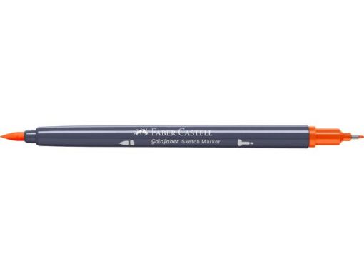 Sketchmarker op alcoholbasis. Marker is voorzien van twee punten: een zachte, flexibele penseelpunt voor grote vlakken en variabele lijndiktes en een finelinerpunt met metalen behuizing (0,6mm) voor contouren en details. Inkt is veegvast, waterbestendig en droogt snel. Hoge dekking door herhaaldelijk aanbrengen van de kleuren en streeploos te blenden. De doppen en de houder zijn gemaakt van 100% gerecycled materiaal en kunnen kleurvariaties vertonen door de productie. Kleur 115 dark cadmium orange.