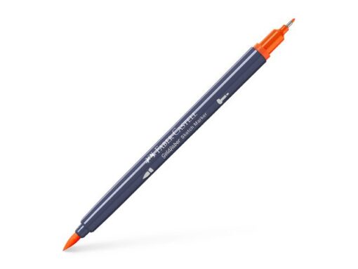 Sketchmarker op alcoholbasis. Marker is voorzien van twee punten: een zachte, flexibele penseelpunt voor grote vlakken en variabele lijndiktes en een finelinerpunt met metalen behuizing (0,6mm) voor contouren en details. Inkt is veegvast, waterbestendig en droogt snel. Hoge dekking door herhaaldelijk aanbrengen van de kleuren en streeploos te blenden. De doppen en de houder zijn gemaakt van 100% gerecycled materiaal en kunnen kleurvariaties vertonen door de productie. Kleur 115 dark cadmium orange.