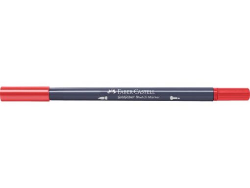 Sketchmarker op alcoholbasis. Marker is voorzien van twee punten: een zachte, flexibele penseelpunt voor grote vlakken en variabele lijndiktes en een finelinerpunt met metalen behuizing (0,6mm) voor contouren en details. Inkt is veegvast, waterbestendig en droogt snel. Hoge dekking door herhaaldelijk aanbrengen van de kleuren en streeploos te blenden. De doppen en de houder zijn gemaakt van 100% gerecycled materiaal en kunnen kleurvariaties vertonen door de productie. Kleur 118 scarlet red.