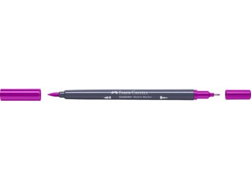 Sketchmarker op alcoholbasis. Marker is voorzien van twee punten: een zachte, flexibele penseelpunt voor grote vlakken en variabele lijndiktes en een finelinerpunt met metalen behuizing (0,6mm) voor contouren en details. Inkt is veegvast, waterbestendig en droogt snel. Hoge dekking door herhaaldelijk aanbrengen van de kleuren en streeploos te blenden. De doppen en de houder zijn gemaakt van 100% gerecycled materiaal en kunnen kleurvariaties vertonen door de productie. Kleur 125 middle purple pink.