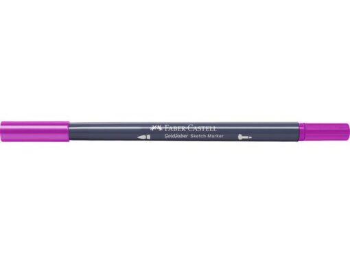 Sketchmarker op alcoholbasis. Marker is voorzien van twee punten: een zachte, flexibele penseelpunt voor grote vlakken en variabele lijndiktes en een finelinerpunt met metalen behuizing (0,6mm) voor contouren en details. Inkt is veegvast, waterbestendig en droogt snel. Hoge dekking door herhaaldelijk aanbrengen van de kleuren en streeploos te blenden. De doppen en de houder zijn gemaakt van 100% gerecycled materiaal en kunnen kleurvariaties vertonen door de productie. Kleur 125 middle purple pink.