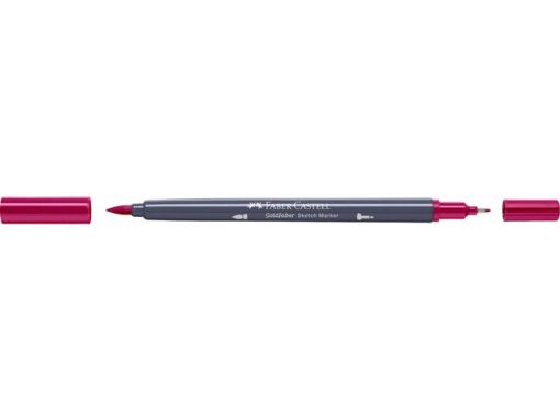 Sketchmarker op alcoholbasis. Marker is voorzien van twee punten: een zachte, flexibele penseelpunt voor grote vlakken en variabele lijndiktes en een finelinerpunt met metalen behuizing (0,6mm) voor contouren en details. Inkt is veegvast, waterbestendig en droogt snel. Hoge dekking door herhaaldelijk aanbrengen van de kleuren en streeploos te blenden. De doppen en de houder zijn gemaakt van 100% gerecycled materiaal en kunnen kleurvariaties vertonen door de productie. Kleur 127 pink carmine.