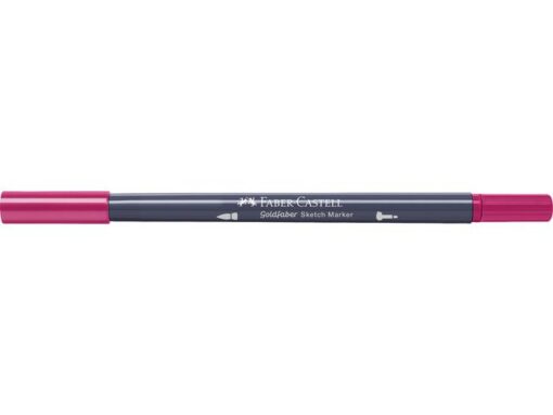 Sketchmarker op alcoholbasis. Marker is voorzien van twee punten: een zachte, flexibele penseelpunt voor grote vlakken en variabele lijndiktes en een finelinerpunt met metalen behuizing (0,6mm) voor contouren en details. Inkt is veegvast, waterbestendig en droogt snel. Hoge dekking door herhaaldelijk aanbrengen van de kleuren en streeploos te blenden. De doppen en de houder zijn gemaakt van 100% gerecycled materiaal en kunnen kleurvariaties vertonen door de productie. Kleur 127 pink carmine.