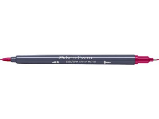 Sketchmarker op alcoholbasis. Marker is voorzien van twee punten: een zachte, flexibele penseelpunt voor grote vlakken en variabele lijndiktes en een finelinerpunt met metalen behuizing (0,6mm) voor contouren en details. Inkt is veegvast, waterbestendig en droogt snel. Hoge dekking door herhaaldelijk aanbrengen van de kleuren en streeploos te blenden. De doppen en de houder zijn gemaakt van 100% gerecycled materiaal en kunnen kleurvariaties vertonen door de productie. Kleur 127 pink carmine.