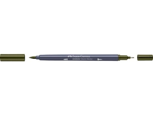Sketchmarker op alcoholbasis. Marker is voorzien van twee punten: een zachte, flexibele penseelpunt voor grote vlakken en variabele lijndiktes en een finelinerpunt met metalen behuizing (0,6mm) voor contouren en details. Inkt is veegvast, waterbestendig en droogt snel. Hoge dekking door herhaaldelijk aanbrengen van de kleuren en streeploos te blenden. De doppen en de houder zijn gemaakt van 100% gerecycled materiaal en kunnen kleurvariaties vertonen door de productie. Kleur 173 olive green yellowish.