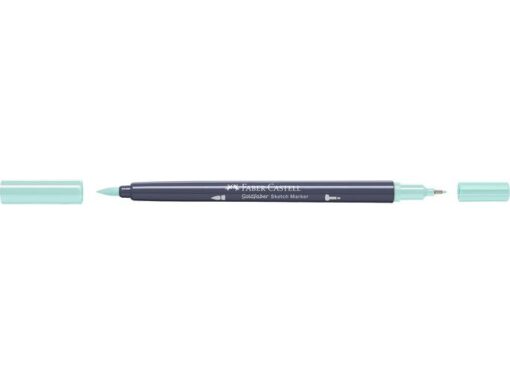 Sketchmarker op alcoholbasis. Marker is voorzien van twee punten: een zachte, flexibele penseelpunt voor grote vlakken en variabele lijndiktes en een finelinerpunt met metalen behuizing (0,6mm) voor contouren en details. Inkt is veegvast, waterbestendig en droogt snel. Hoge dekking door herhaaldelijk aanbrengen van de kleuren en streeploos te blenden. De doppen en de houder zijn gemaakt van 100% gerecycled materiaal en kunnen kleurvariaties vertonen door de productie. Kleur 240 aqua.