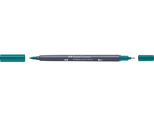 Sketchmarker op alcoholbasis. Marker is voorzien van twee punten: een zachte, flexibele penseelpunt voor grote vlakken en variabele lijndiktes en een finelinerpunt met metalen behuizing (0,6mm) voor contouren en details. Inkt is veegvast, waterbestendig en droogt snel. Hoge dekking door herhaaldelijk aanbrengen van de kleuren en streeploos te blenden. De doppen en de houder zijn gemaakt van 100% gerecycled materiaal en kunnen kleurvariaties vertonen door de productie. Kleur 313 dark cobalt green.