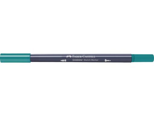Sketchmarker op alcoholbasis. Marker is voorzien van twee punten: een zachte, flexibele penseelpunt voor grote vlakken en variabele lijndiktes en een finelinerpunt met metalen behuizing (0,6mm) voor contouren en details. Inkt is veegvast, waterbestendig en droogt snel. Hoge dekking door herhaaldelijk aanbrengen van de kleuren en streeploos te blenden. De doppen en de houder zijn gemaakt van 100% gerecycled materiaal en kunnen kleurvariaties vertonen door de productie. Kleur 313 dark cobalt green.