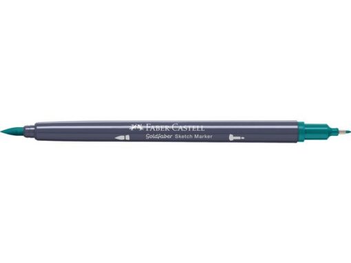 Sketchmarker op alcoholbasis. Marker is voorzien van twee punten: een zachte, flexibele penseelpunt voor grote vlakken en variabele lijndiktes en een finelinerpunt met metalen behuizing (0,6mm) voor contouren en details. Inkt is veegvast, waterbestendig en droogt snel. Hoge dekking door herhaaldelijk aanbrengen van de kleuren en streeploos te blenden. De doppen en de houder zijn gemaakt van 100% gerecycled materiaal en kunnen kleurvariaties vertonen door de productie. Kleur 313 dark cobalt green.