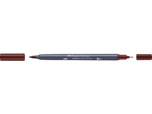 Sketchmarker op alcoholbasis. Marker is voorzien van twee punten: een zachte, flexibele penseelpunt voor grote vlakken en variabele lijndiktes en een finelinerpunt met metalen behuizing (0,6mm) voor contouren en details. Inkt is veegvast, waterbestendig en droogt snel. Hoge dekking door herhaaldelijk aanbrengen van de kleuren en streeploos te blenden. De doppen en de houder zijn gemaakt van 100% gerecycled materiaal en kunnen kleurvariaties vertonen door de productie. Kleur 378 mahogany.