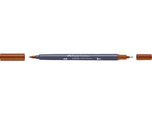 Sketchmarker op alcoholbasis. Marker is voorzien van twee punten: een zachte, flexibele penseelpunt voor grote vlakken en variabele lijndiktes en een finelinerpunt met metalen behuizing (0,6mm) voor contouren en details. Inkt is veegvast, waterbestendig en droogt snel. Hoge dekking door herhaaldelijk aanbrengen van de kleuren en streeploos te blenden. De doppen en de houder zijn gemaakt van 100% gerecycled materiaal en kunnen kleurvariaties vertonen door de productie. Kleur 383 light burnt siena.
