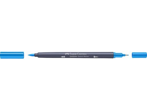 Sketchmarker op alcoholbasis. Marker is voorzien van twee punten: een zachte, flexibele penseelpunt voor grote vlakken en variabele lijndiktes en een finelinerpunt met metalen behuizing (0,6mm) voor contouren en details. Inkt is veegvast, waterbestendig en droogt snel. Hoge dekking door herhaaldelijk aanbrengen van de kleuren en streeploos te blenden. De doppen en de houder zijn gemaakt van 100% gerecycled materiaal en kunnen kleurvariaties vertonen door de productie. Kleur 449 azure blue.