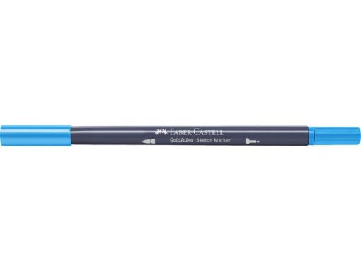 Sketchmarker op alcoholbasis. Marker is voorzien van twee punten: een zachte, flexibele penseelpunt voor grote vlakken en variabele lijndiktes en een finelinerpunt met metalen behuizing (0,6mm) voor contouren en details. Inkt is veegvast, waterbestendig en droogt snel. Hoge dekking door herhaaldelijk aanbrengen van de kleuren en streeploos te blenden. De doppen en de houder zijn gemaakt van 100% gerecycled materiaal en kunnen kleurvariaties vertonen door de productie. Kleur 449 azure blue.