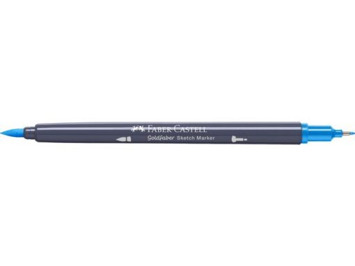 Sketchmarker op alcoholbasis. Marker is voorzien van twee punten: een zachte, flexibele penseelpunt voor grote vlakken en variabele lijndiktes en een finelinerpunt met metalen behuizing (0,6mm) voor contouren en details. Inkt is veegvast, waterbestendig en droogt snel. Hoge dekking door herhaaldelijk aanbrengen van de kleuren en streeploos te blenden. De doppen en de houder zijn gemaakt van 100% gerecycled materiaal en kunnen kleurvariaties vertonen door de productie. Kleur 449 azure blue.