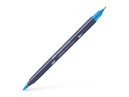 Sketchmarker op alcoholbasis. Marker is voorzien van twee punten: een zachte, flexibele penseelpunt voor grote vlakken en variabele lijndiktes en een finelinerpunt met metalen behuizing (0,6mm) voor contouren en details. Inkt is veegvast, waterbestendig en droogt snel. Hoge dekking door herhaaldelijk aanbrengen van de kleuren en streeploos te blenden. De doppen en de houder zijn gemaakt van 100% gerecycled materiaal en kunnen kleurvariaties vertonen door de productie. Kleur 449 azure blue.