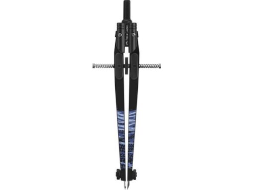 Snelverstelpasser Shiny Twist. Mooie set, uitermate geschikt voor school. Erg gebruiksvriendelijk door de ergonomische opening van de passer benen. Voor cirkels tot Ø 390 mm. Verpakt in kunststof doos met reserveonderdelen en potloodstiftjes. Naast trendy ontwerpen wordt solide technologie niet verwaarloosd: robuuste tandwielgeleiders, stevig zittende centrale wielassen, zeer eenvoudig te gebruiken kompaspoten en anti-slip naald- en loodklemmen voor nauwkeurig lijnwerk zijn standaard voor alle Faber-Castell kompassen. Kleur zwart/blauw.