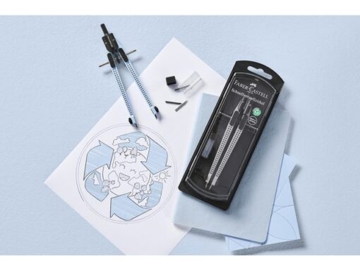 Snelverstelpasser Faber-Castell display 15x Faber-Castell   Grip trend assorti kleur  sky blue, zwart, zilver