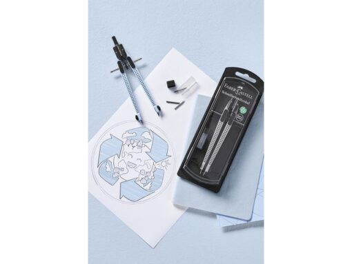 Snelverstelpasser Faber-Castell display 15x Faber-Castell   Grip trend assorti kleur  sky blue, zwart, zilver