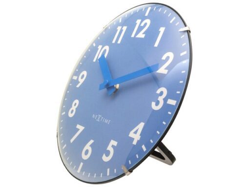 Tafelklok Nextime Duomo Mini 20 cm blauw gebolde glazen     lens