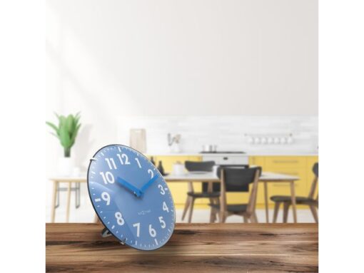 Tafelklok Nextime Duomo Mini 20 cm blauw gebolde glazen     lens