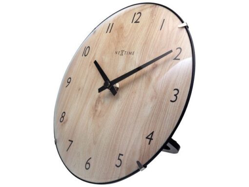 Tafelklok Nextime Edge Wood Mini 20 cm houtkleurig gebolde  glazen lens