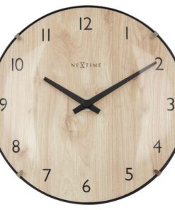 Tafelklok Nextime Edge Wood Mini 20 cm houtkleurig gebolde  glazen lens