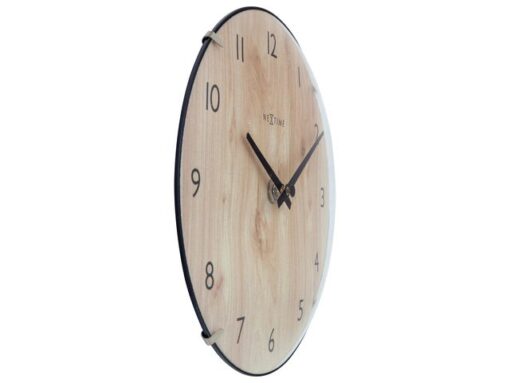Tafelklok Nextime Edge Wood Mini 20 cm houtkleurig gebolde  glazen lens