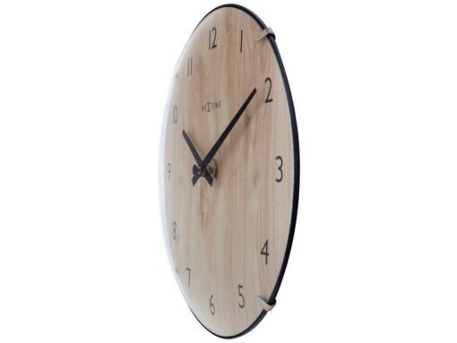 Tafelklok Nextime Edge Wood Mini 20 cm houtkleurig gebolde  glazen lens