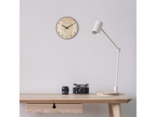 Tafelklok Nextime Edge Wood Mini 20 cm houtkleurig gebolde  glazen lens