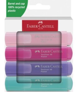 Tekstmarker Faber-Castell 46 Pastel 4stuks blush, roze,     lila, turquoise in karton etui