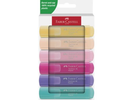 Tekstmarker Faber-Castell 46 Pastel 6stuks blush, roze,     lila, turquoise, vanille, powder in karton etui