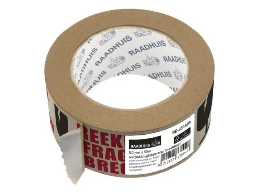 Verpakkingstape ECO Raadhuis 50mm x 50m papier breekbaar