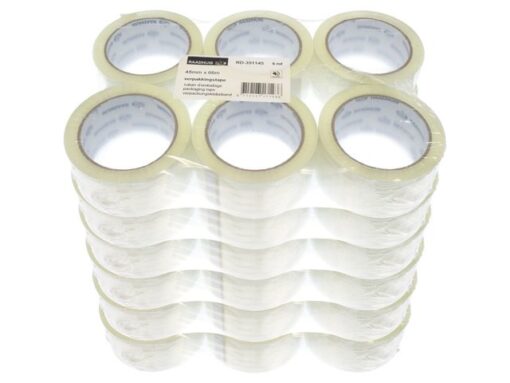 Verpakkingstape Raadhuis PP 48mmx66m transparant low noise  doos a 36 rol