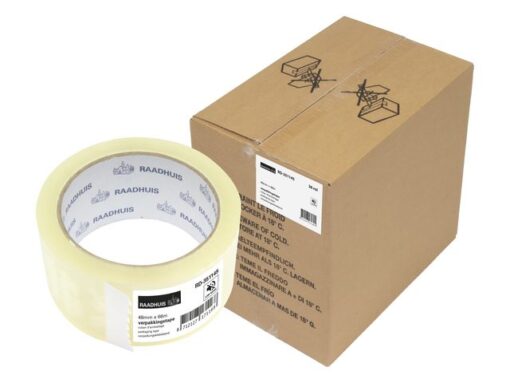Verpakkingstape Raadhuis PP 48mmx66m transparant low noise  doos a 36 rol
