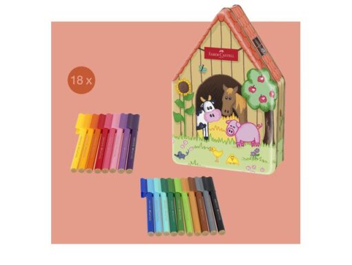 Viltstift Faber-Castell Connector boerderij 18 stuks in blik