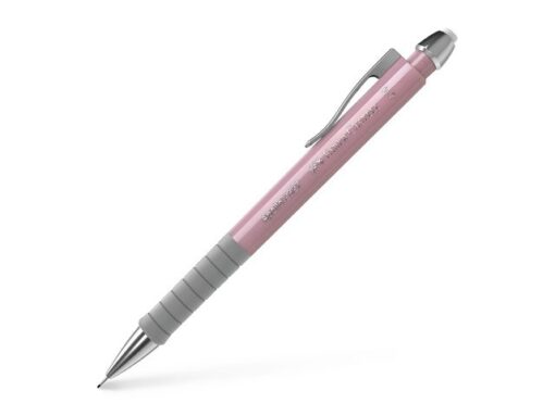 Vulpotlood Apollo met een ergonomische gripzone voor plezierig en comfortabel schrijven en schetsen en geschikt voor het tekenen in sjablonen. Voorzien van een geïntegreerde gum. Met intrekbare veerbelaste stift, daardoor breukvast. Lijndikte 0,7mm. Houderkleur rose shadows.