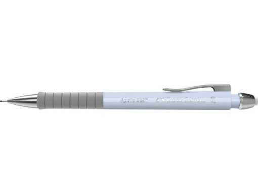 Vulpotlood Apollo met een ergonomische gripzone voor plezierig en comfortabel schrijven en schetsen en geschikt voor het tekenen in sjablonen. Voorzien van een geïntegreerde gum. Met intrekbare veerbelaste stift, daardoor breukvast. Lijndikte 0,7mm. Houderkleur sky blue.
