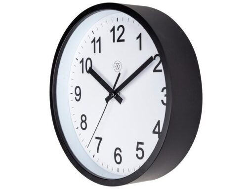 Wandklok nXt Robust dia 25,5cm zwart/wit kunststof