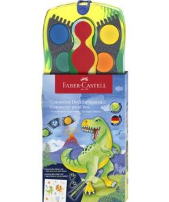 Connector verfdoos Dino-Editie is inclusief glow in the dark glitter tube en dino stickers. Door de glow in the dark glitter verf gloeit elke kleur in de verfdoos op in het donker. De verfnapjes kunnen individueel worden gecombineerd en helpen kinderen zo spelenderwijs kleuren te leren kennen. De briljante kleuren hebben een hoge dekking en kunnen perfect worden gemengd, waardoor ze ideaal geschikt zijn voor alle technieken en toepassingen op school en thuis. Deze set heeft 12 verschillende kleuren en wordt geleverd in een groen/gele doos. De deksel is afneembaar en kan als mengbakje gebruikt worden.