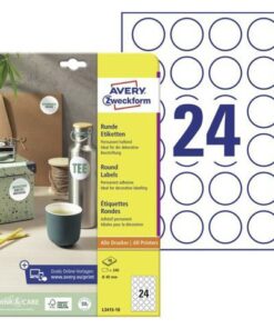 Etiket Avery 40mm rond wit 10 vel 24 etiketten per vel