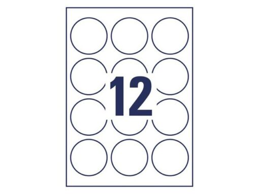 Etiket Avery 60mm rond wit 10 vel 12 etiketten per vel
