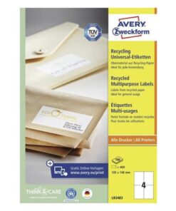 dan wilt u er al het mogelijke aan doen om het milieu te beschermen. Dat kan ook het juiste gebruik van universele etiketten omvatten. Deze recycled universele etiketten zijn gemaakt van 100% gerecycled papier en zijn verpakt in gerecycled karton. Maar niet alleen dat