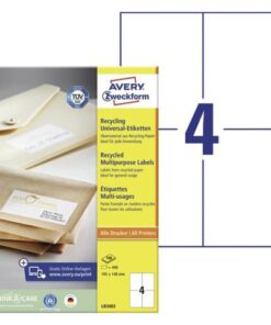 Etiket Avery ILK 105x148mm recycled 100 vel 4 etiketten per vel wit